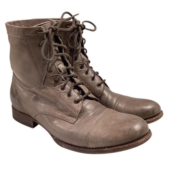 Frye Boots Womens 8.5 Gray Erin Leather Lace Up Cap Toe Casual Work Shoes - Picture 1 of 10